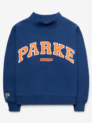 Parke Syracuse navy mock neck sweatshirt front flat lay