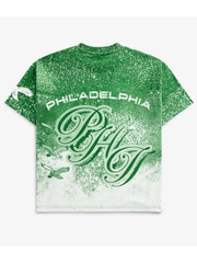 Philadelphia Eagles jumbo print sublimation tee back view flat lay