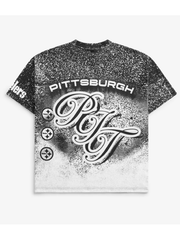 Pittsburgh Steelers jumbo print sublimation tee back view flat lay