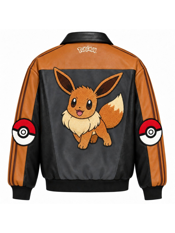 Pokemon Eevee jacket back flat lay patch detail
