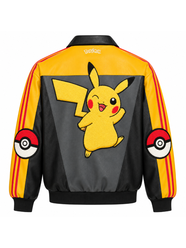 Pokemon Pikachu jacket back flat lay patch detail