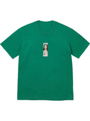Supreme Prayer Card Box Logo Tee green T-shirt with centered graphic