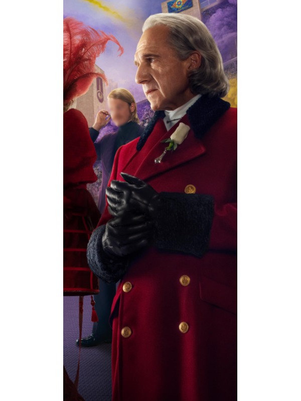 President Snow Hunger Games red wool coat side profile event
