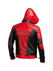 Zip Front Hooded Jacket Jensen Ackles Red Black Arkham Knight