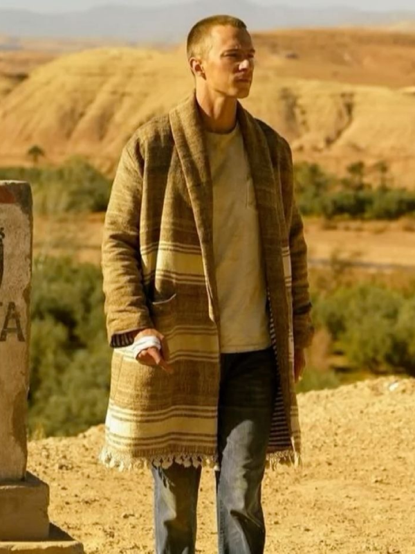 Drew Starkey Rafe Cameron striped coat front view desert landscape
