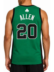 Ray Allen Celtics jersey back view number 20 shamrock detail
