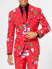 Red Christmas print blazer with matching tie