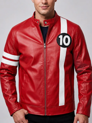 Red Biker Jacket Yuri Lowenthal Ben 10 Stripe Sleeve