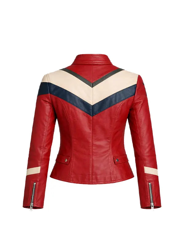 red leather biker jacket women