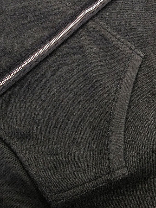 Ultra heavy fleece hoodie kangaroo pocket close up fabric texture