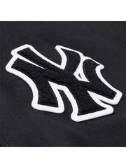 NY Yankees logo patch close up varsity jacket detail