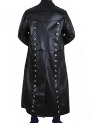 Long Leather Trench Edge Wrestling Red Black