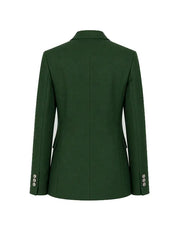 Green double breasted blazer back view product shot plain background