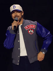 Ryan Gosling D23 Mickey Mouse Club varsity jacket close up front view