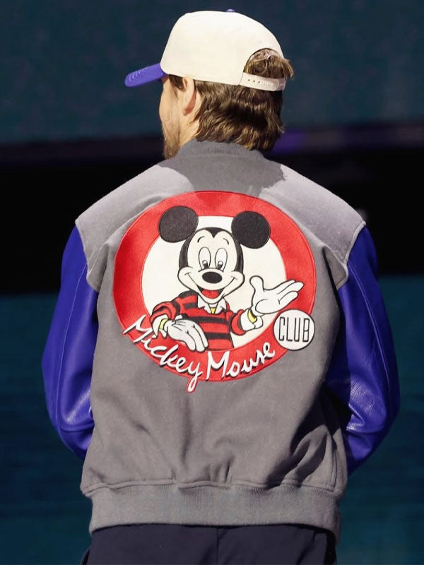 Ryan Gosling Mickey Mouse Club varsity jacket back view graphic