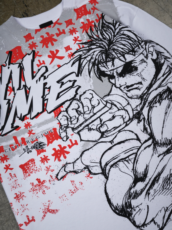 Ryu Street Fighter graphic tee front print close up detail
