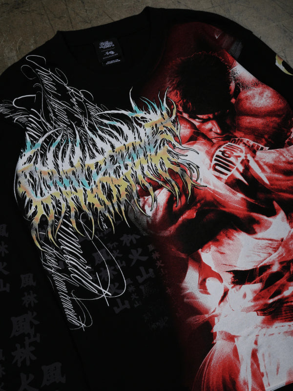 Ryu Street Fighter Discipline tee front print close up
