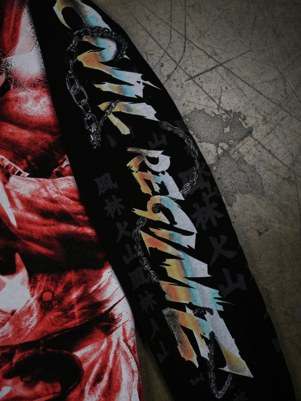 Ryu Street Fighter tee shoulder chain graphic close up