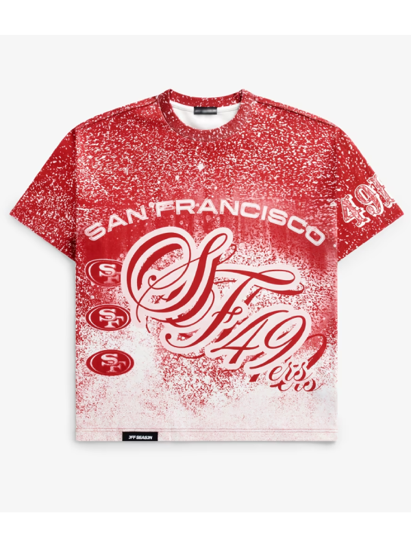 San Francisco 49ers SF49 jumbo print shirt front flat lay