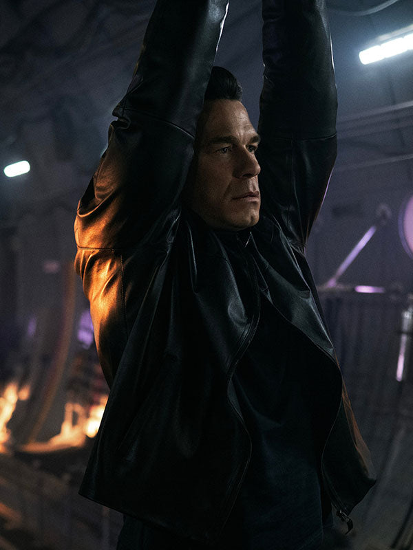 Sean Matchbox The Movie black leather jacket front view warehouse scene