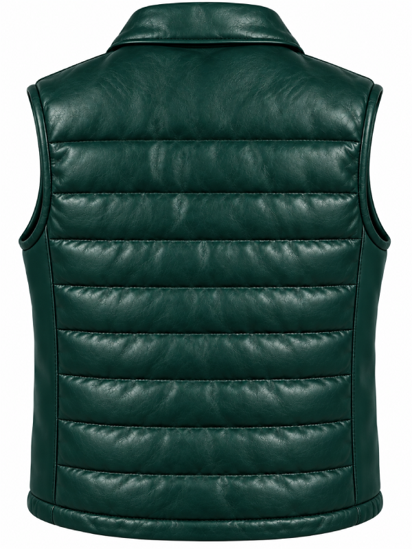 Silent Hill Townfall green leather puffer vest back flat lay