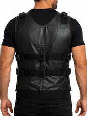 skull graphics leather vest