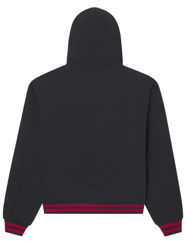 Fleece zip sweatshirt Sp5der black red rib hem