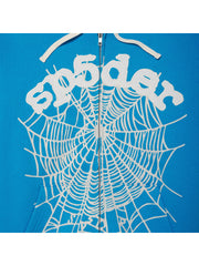 Applique Sp5der blue white web hoodie print