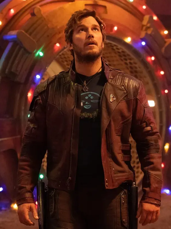 Peter Quill Guardians of the Galaxy brown leather outerwear