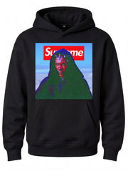 Supreme Darth Maul graphic print black hoodie front view