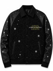 Star Wars Starfighter skull print varsity jacket product flat lay