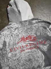 Street Fighter Civil Regime hoodie hood back close up white
