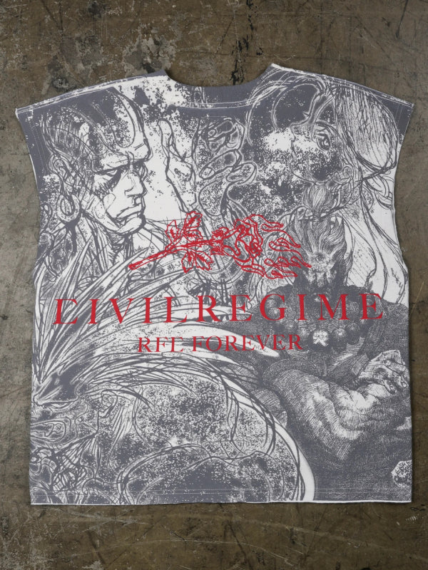 Street Fighter Civil Regime sleeveless tank back view flat lay