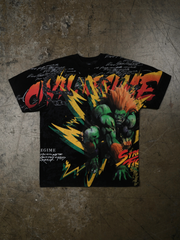 Blanka Street Fighter Civil Regime graphic tee front view flat lay