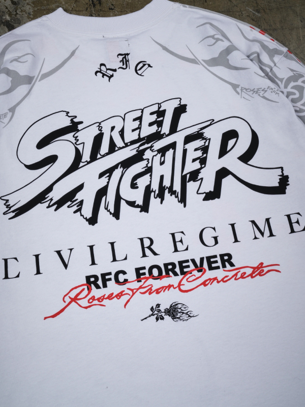 Street Fighter Civil Regime tee back logo close up detail