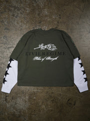 Street Fighter Civil Regime olive tee back view flat lay