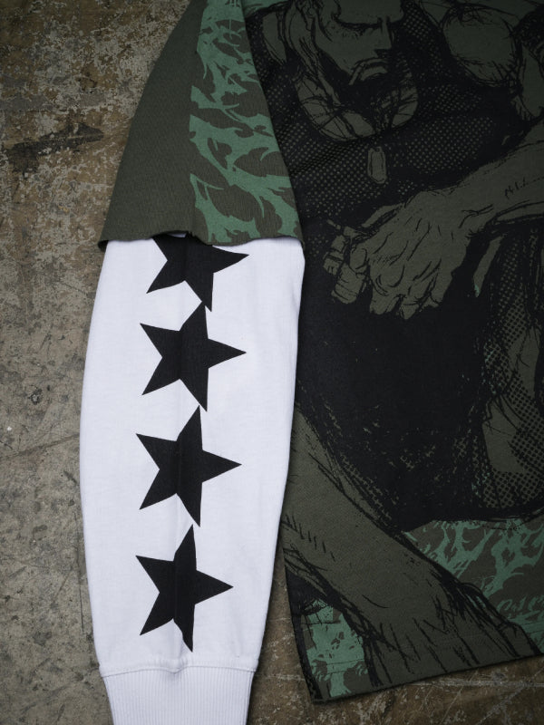 Guile Street Fighter tee star sleeve close up detail