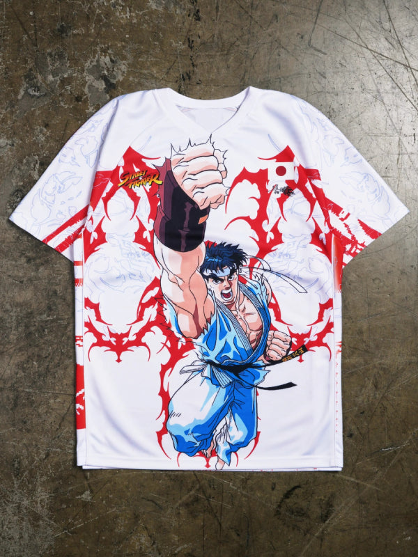 Civil Regime Street Fighter Ryu white jersey front flat lay