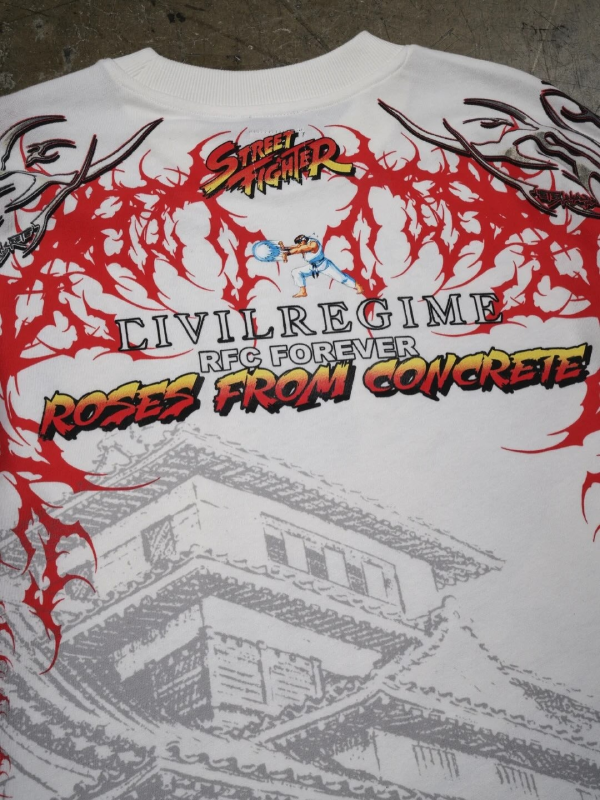 Street Fighter Civil Regime tee back logo close up detail