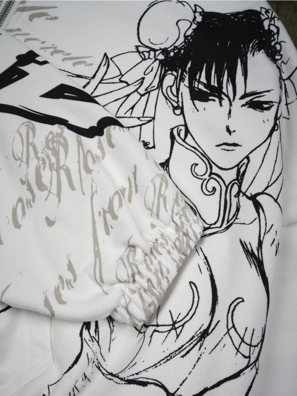 Chun-Li Street Fighter hoodie illustration close up detail