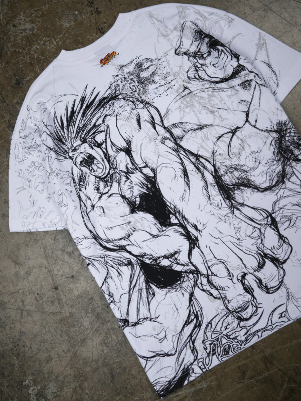 Street Fighter Blanka sketch tee back logo close up