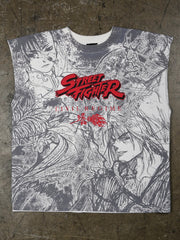 Street Fighter sketch print muscle tank front view flat lay