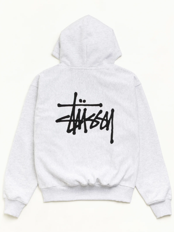 Stussy grey marl logo hoodie