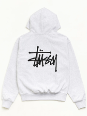Stussy grey marl logo hoodie