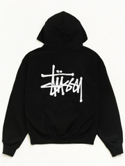 Stussy black logo print hoodie for men