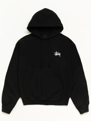 Stussy black embroidered chest logo hoodie