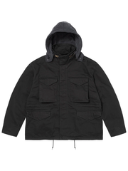 Supreme M65 field jacket black hood up front
