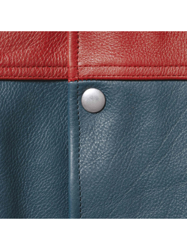 Supreme leather jacket colorblock snap detail