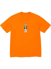 Supreme Prayer Card Box Logo Tee orange T-shirt with centered graphic