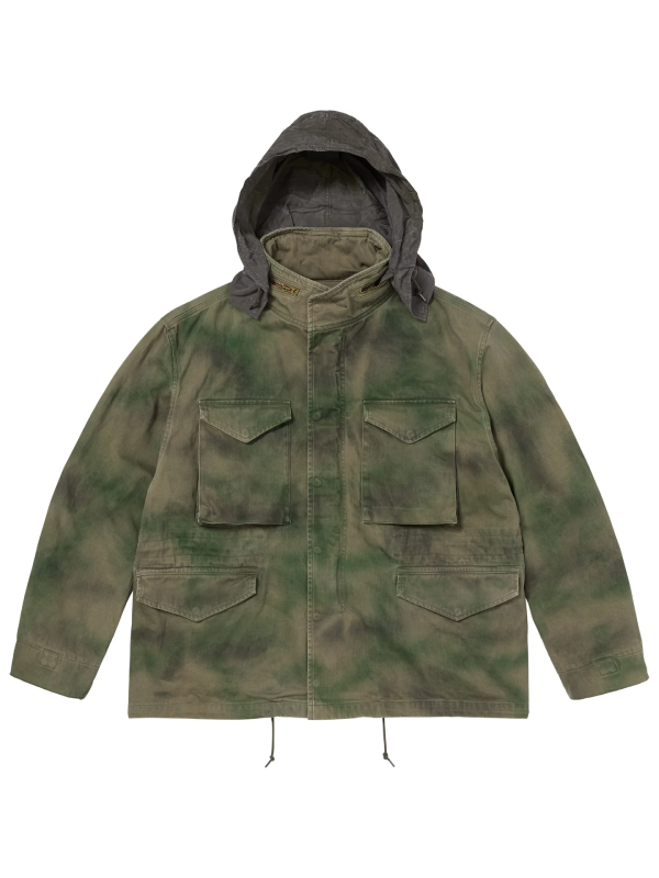 Supreme M65 field jacket camo hood up front